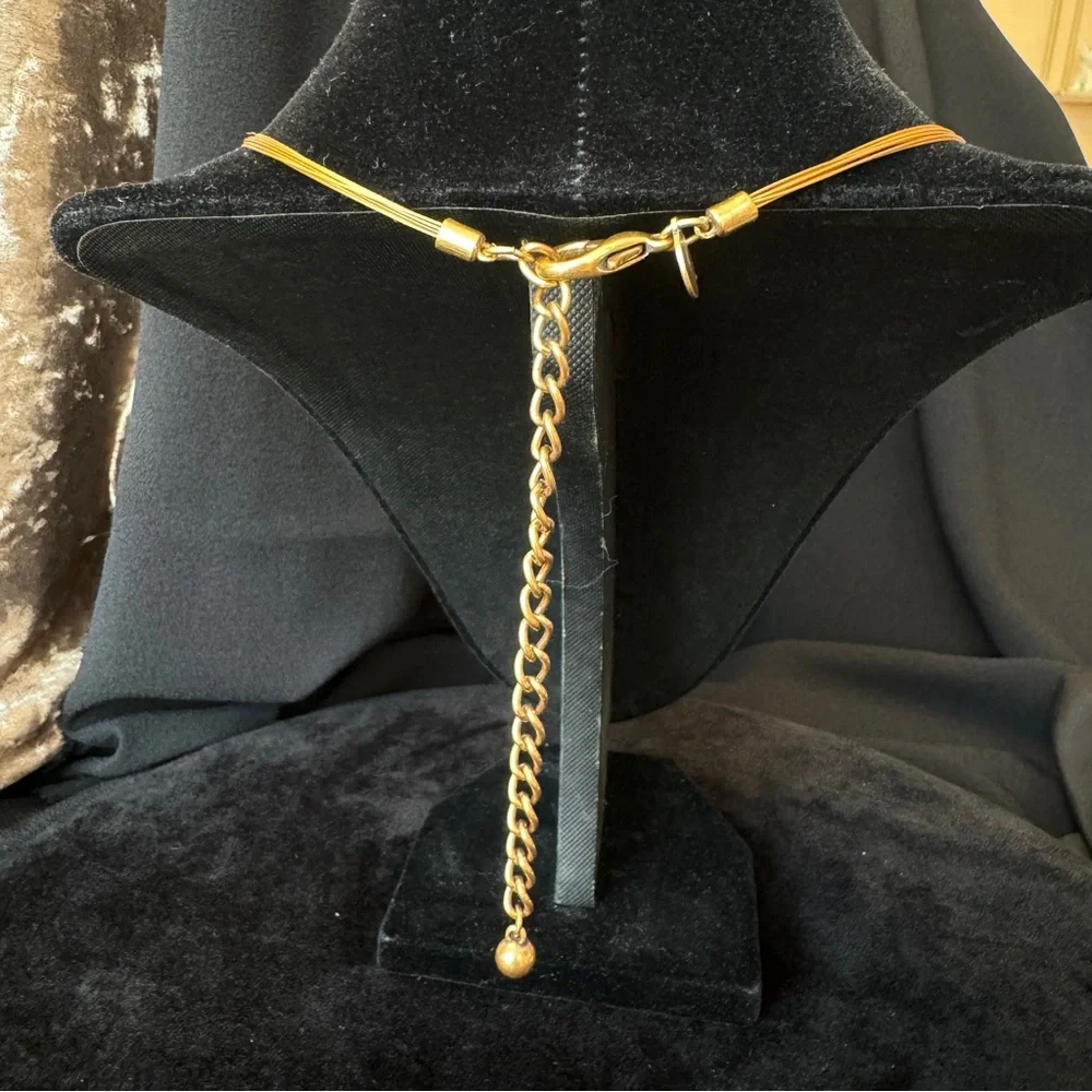 Chico's Large Pendant Necklace Sparkly Floral Golden Stunner Slim Cord Adj. - Picture 6 of 7